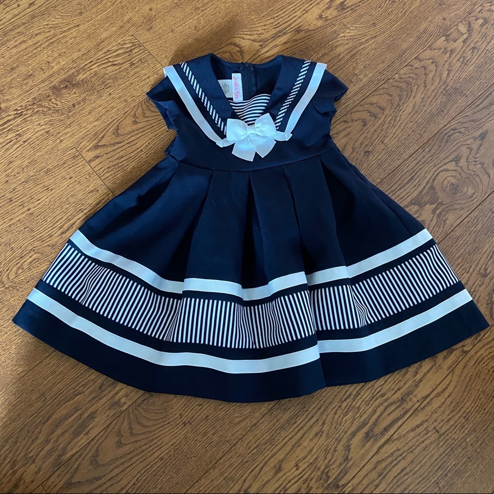 JESSICA ANN - Navy and white Party dress